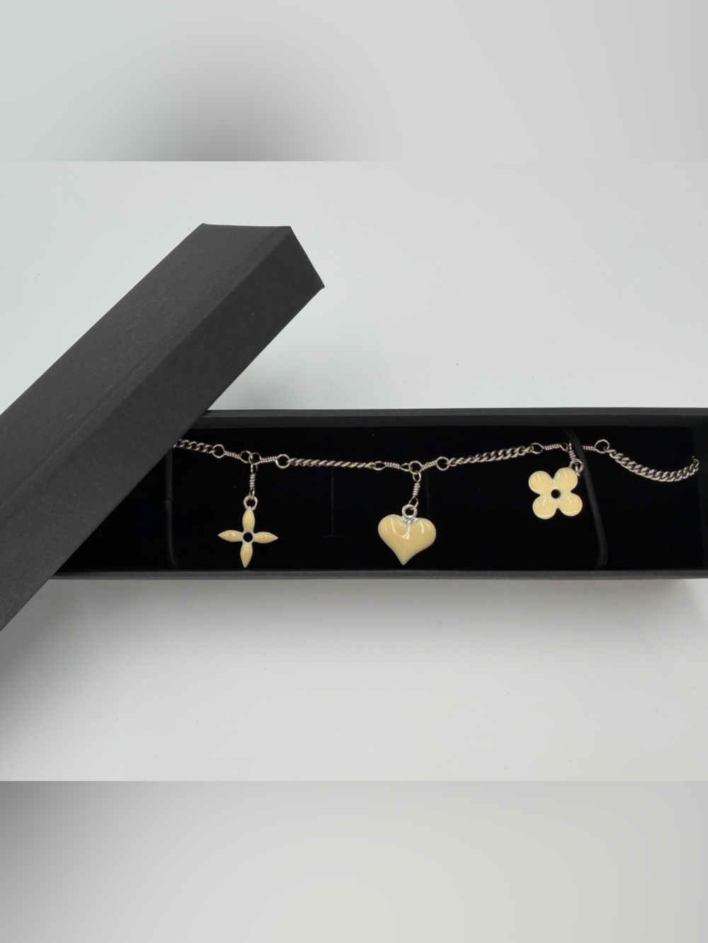 Silver Louis Vuitton Blooming Charms Bracelet w/COA